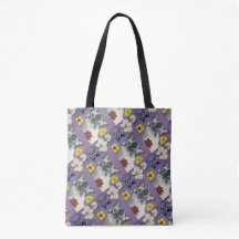 Cat and floral pattern tote bag 