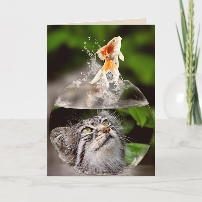 cat and goldfish greeting card (Front)