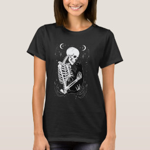 Cat and Goth Skeleton Cute Spooky Halloween Cat Lo T-Shirt