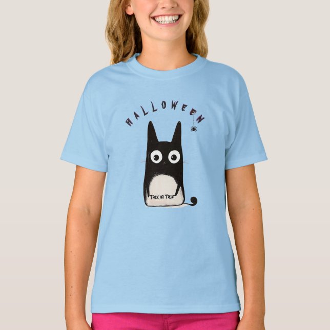 Cat and Halloween, personalized T-Shirt (Front)