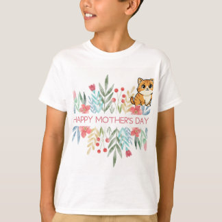 Cat and happy mothers day design t-shirt