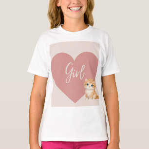 Cat and heart design t-shirt