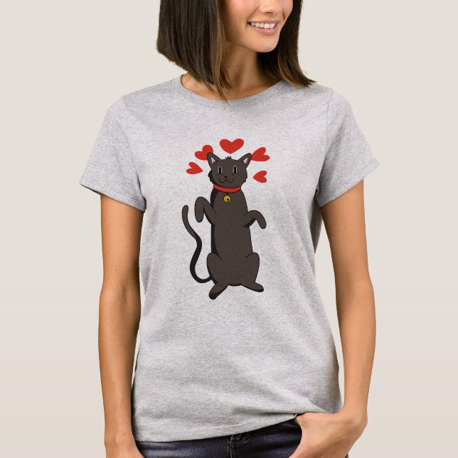 Cat and Hearts T-Shirt (Front)
