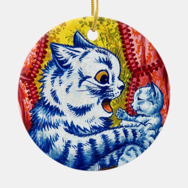 Cat and Her Kittens Ceramic Tree Decoration (Front)