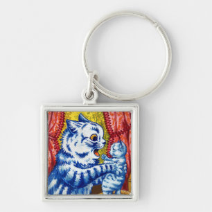 Cat and Her Kittens Key Ring