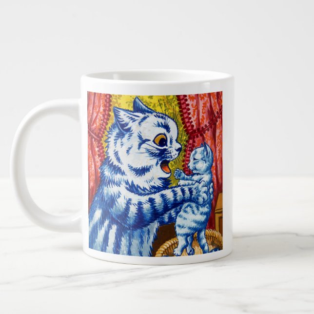 Cat and Her Kittens Large Coffee Mug (Left)