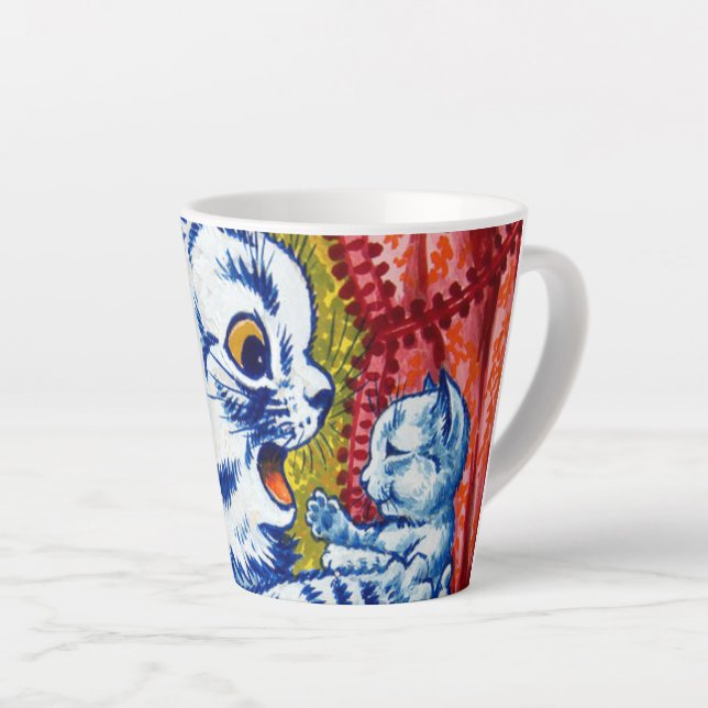 Cat and Her Kittens Latte Mug (Right Angle)