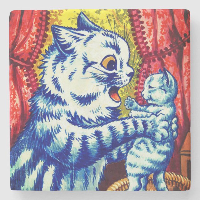 Cat and Her Kittens Stone Coaster (Front)