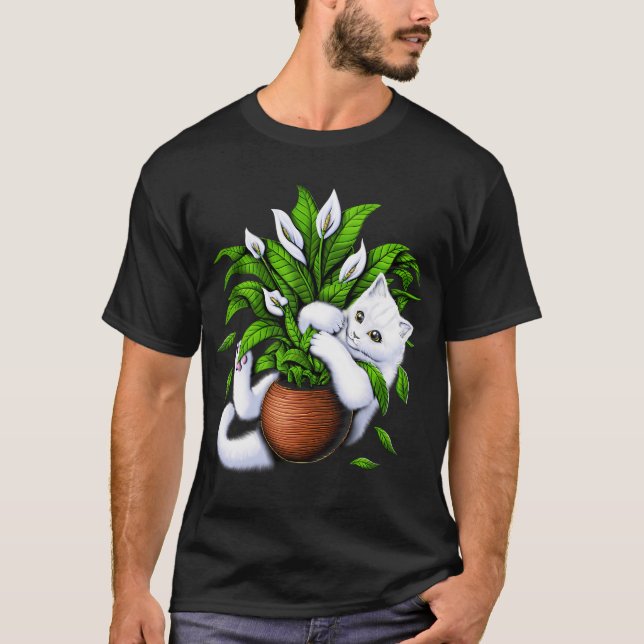 Cat and House Plants T-Shirt (Front)