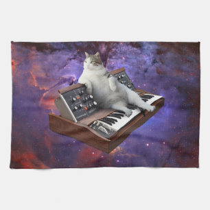 Cat and keyboard tea towel