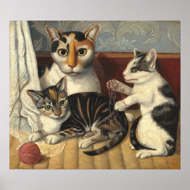 Cat and Kittens - American Fine Art Poster (Front)