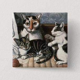 Cat and Kittens, c.1872-1883 15 Cm Square Badge
