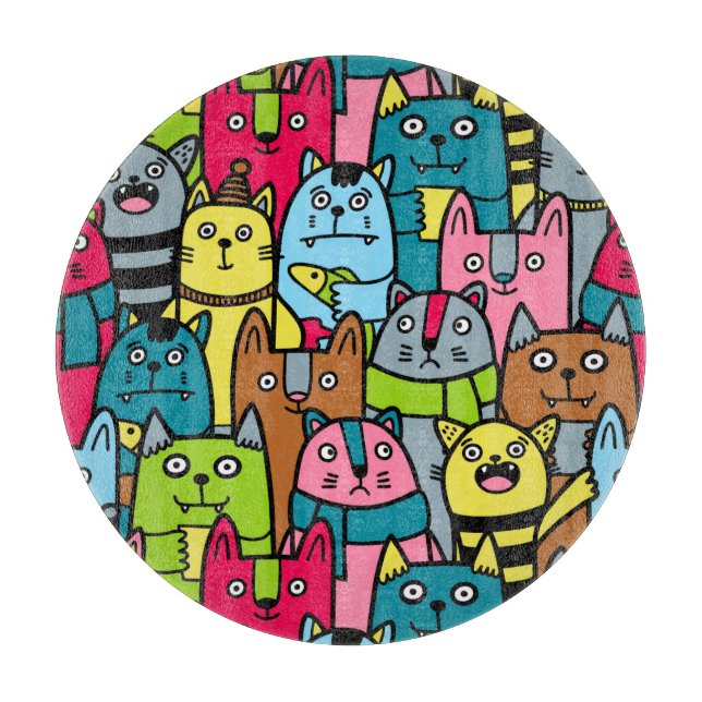 Cat and kittens cutting board (Front)