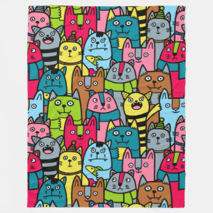Cat and kittens fleece blanket