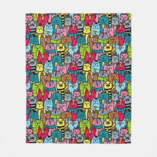 Cat and kittens fleece blanket