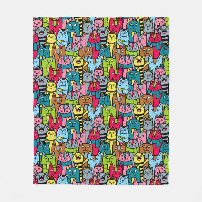 Cat and kittens fleece blanket (Front)