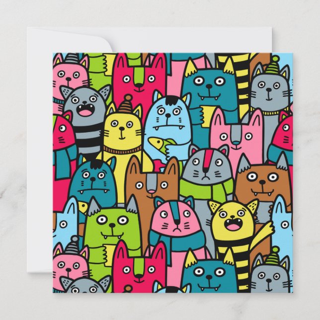 Cat and kittens invitation (Front)