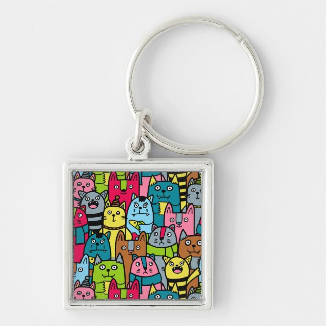 Cat and kittens key ring (Front)