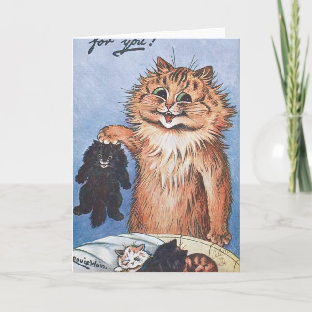 Cat and Kittens, Louis Wain Card (Front)