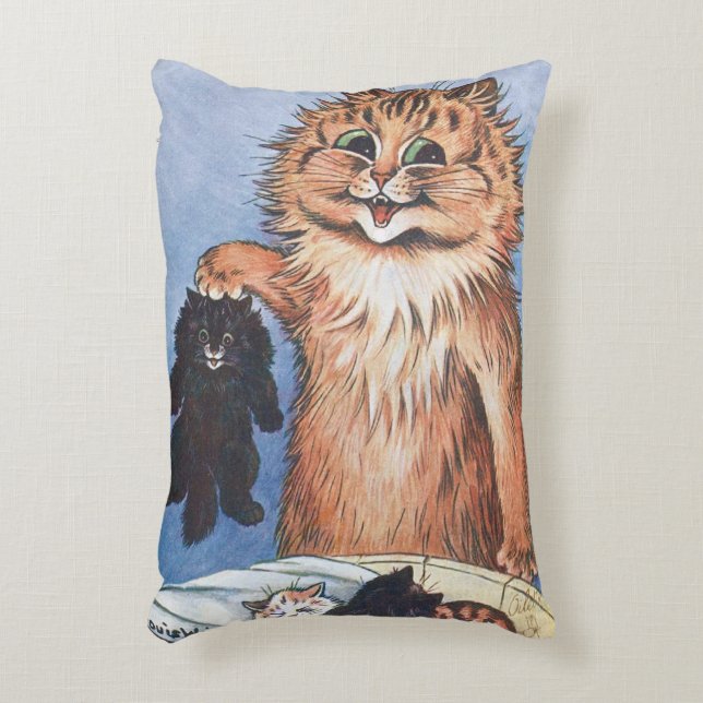 Cat and Kittens, Louis Wain Decorative Cushion (Front(Vertical))
