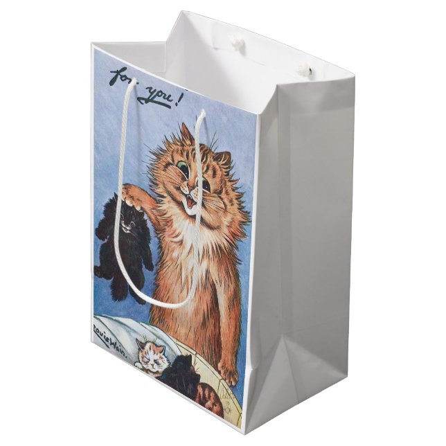 Cat and Kittens, Louis Wain Medium Gift Bag (Front Angled)