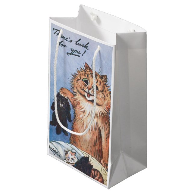 Cat and Kittens, Louis Wain Small Gift Bag (Front Angled)