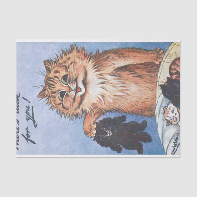 Cat and Kittens, Louis Wain Tissue Paper (Front)