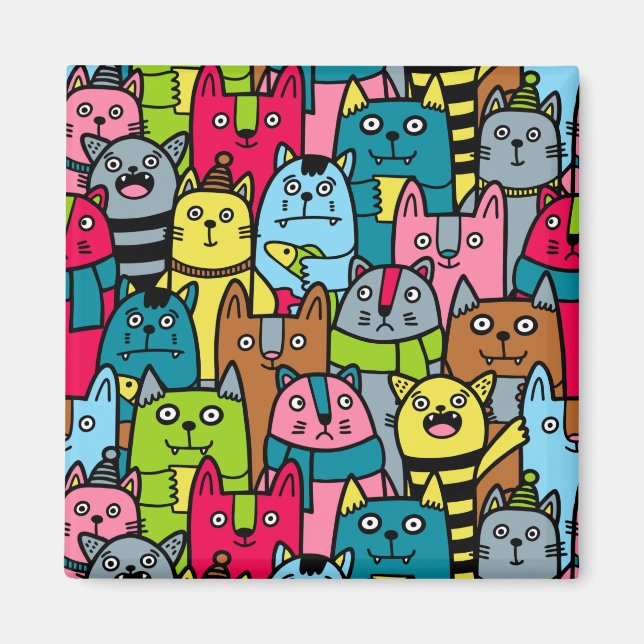 Cat and kittens magnet (Front)
