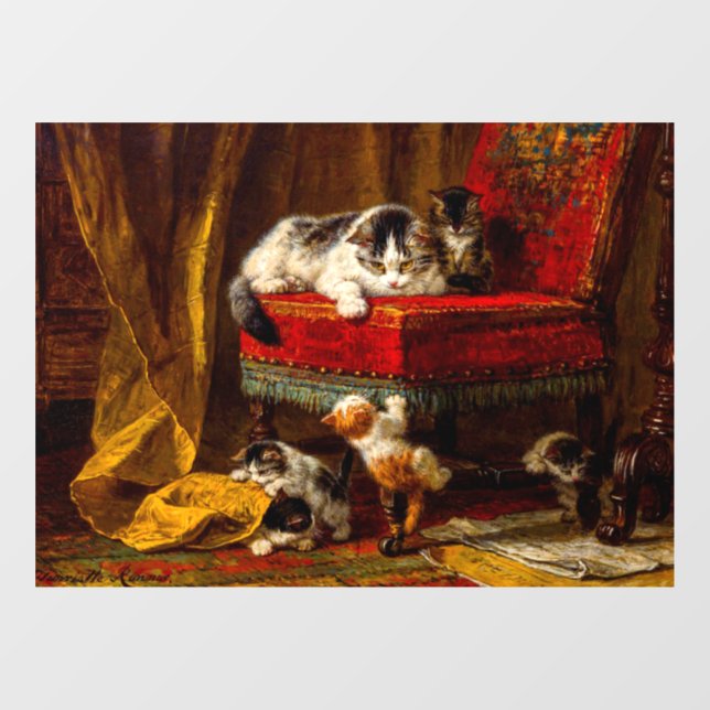 Cat and Kittens Playing with Chair (Sheet)