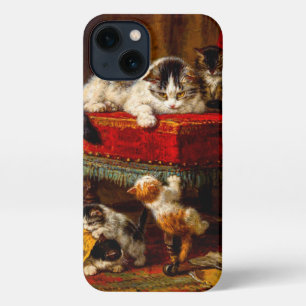 Cat and Kittens Playing with Chair iPhone 13 Case