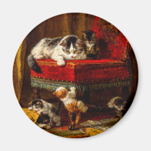 Cat and Kittens Playing with Chair Magnet