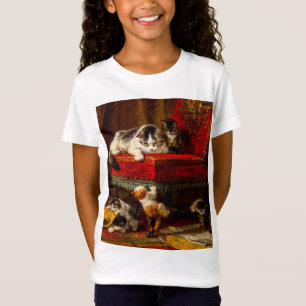 Cat and Kittens Playing with Chair T-Shirt