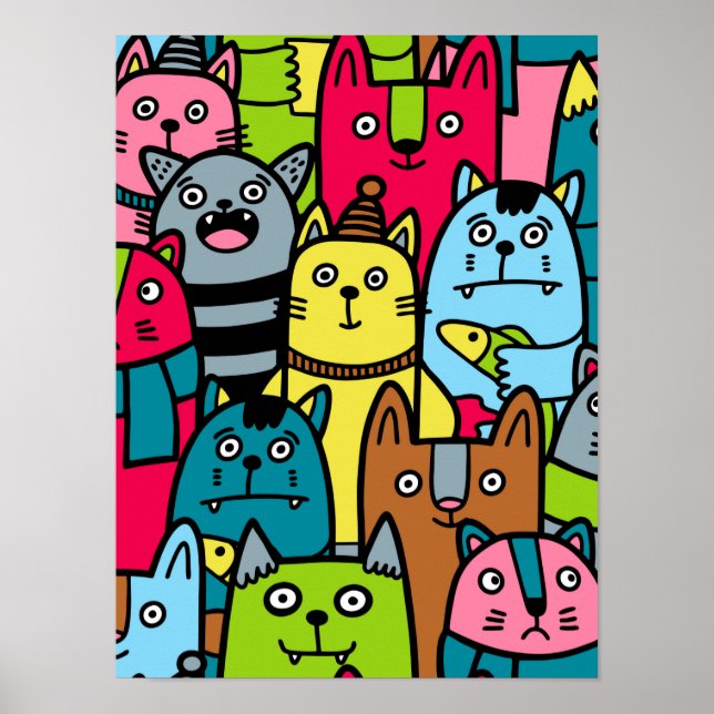 Cat and kittens poster (Front)