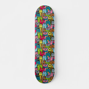 Cat and kittens skateboard