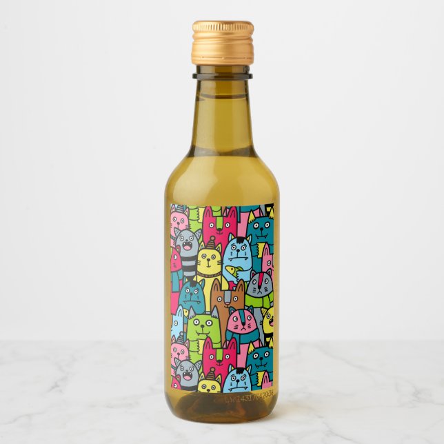 Cat and kittens wine label (Front)