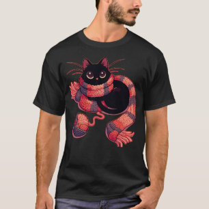 Cat And Knitting Kawaii Cat With Yarn Ball T-Shirt
