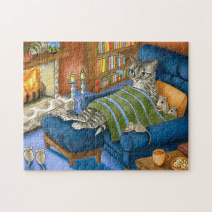 Cat and Mice 459 Fireplace Jigsaw Puzzle
