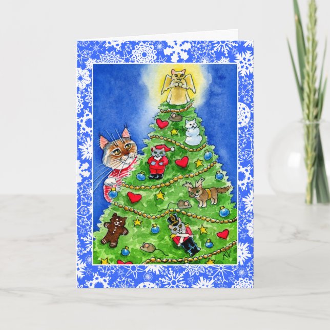 Cat and Mice Christmas or Holiday card (Front)