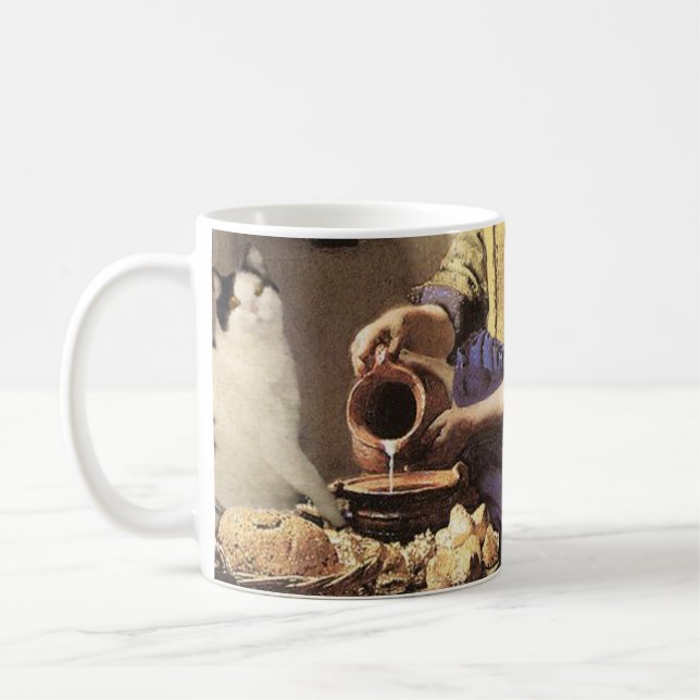 Cat and Milk Fine Art Mug (Left)