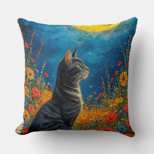 Cat and moon cushion
