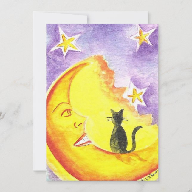 Cat and Moon Halloween Invitation by Liz Revit (Front)