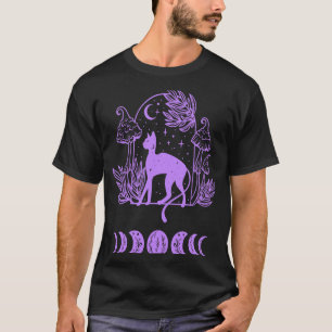 Cat and Moon Phase Witchy New Age Purple Women's T-Shirt