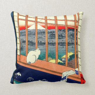 Cat and Mount Fuji 1857 Cushion