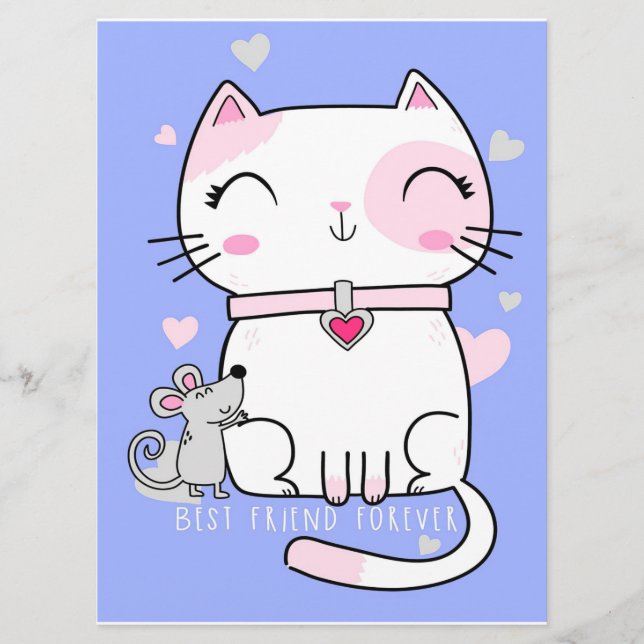 Cat And Mouse Best Friends, Funny Cat Kitten Gift Menu (Front)