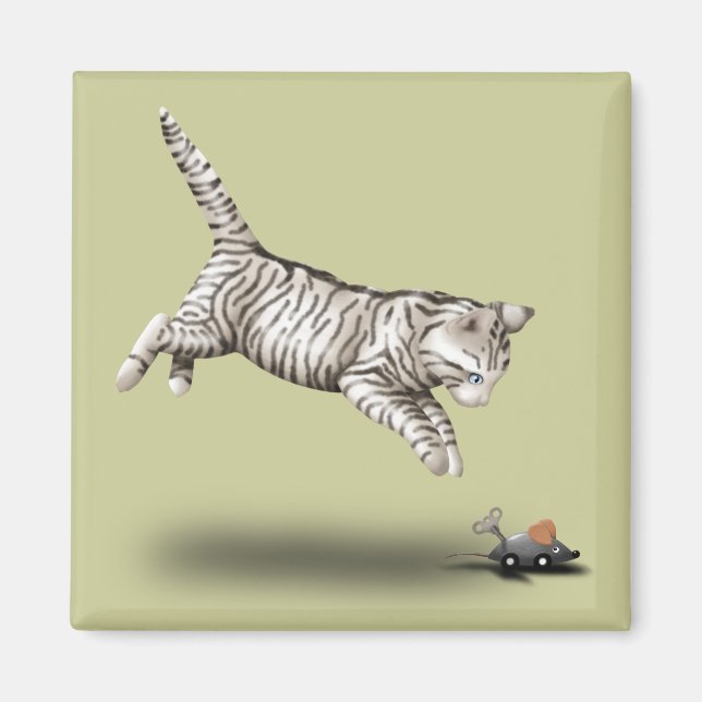 Cat and Mouse cartoon Magnet (Front)