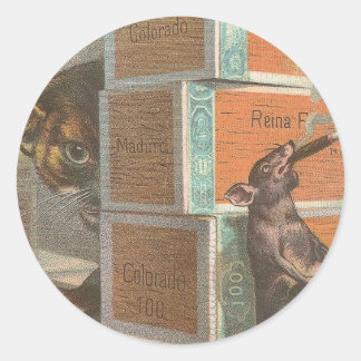 Cat and Mouse Classic Round Sticker