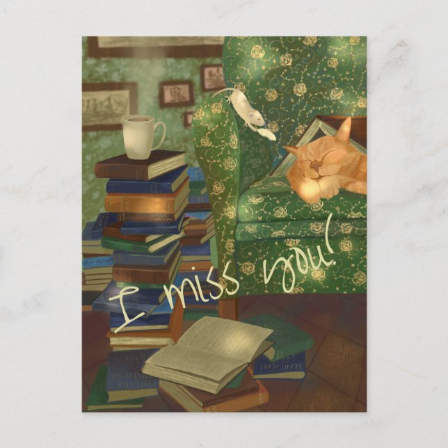 Cat and mouse customisable  postcard (Front)