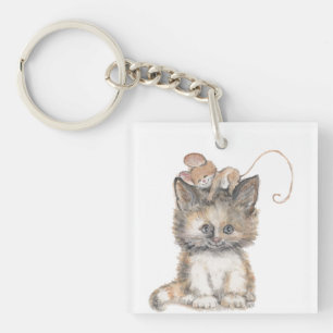 Cat and Mouse design on a Keychain