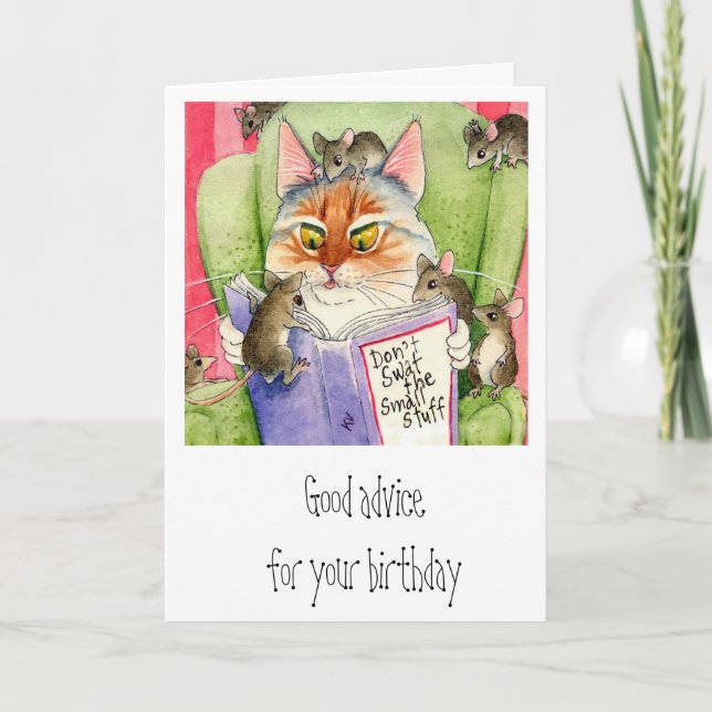 Cat and mouse funny birthday card (Front)
