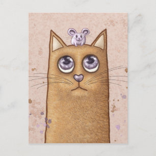 Cat and Mouse Illustration Postcard
